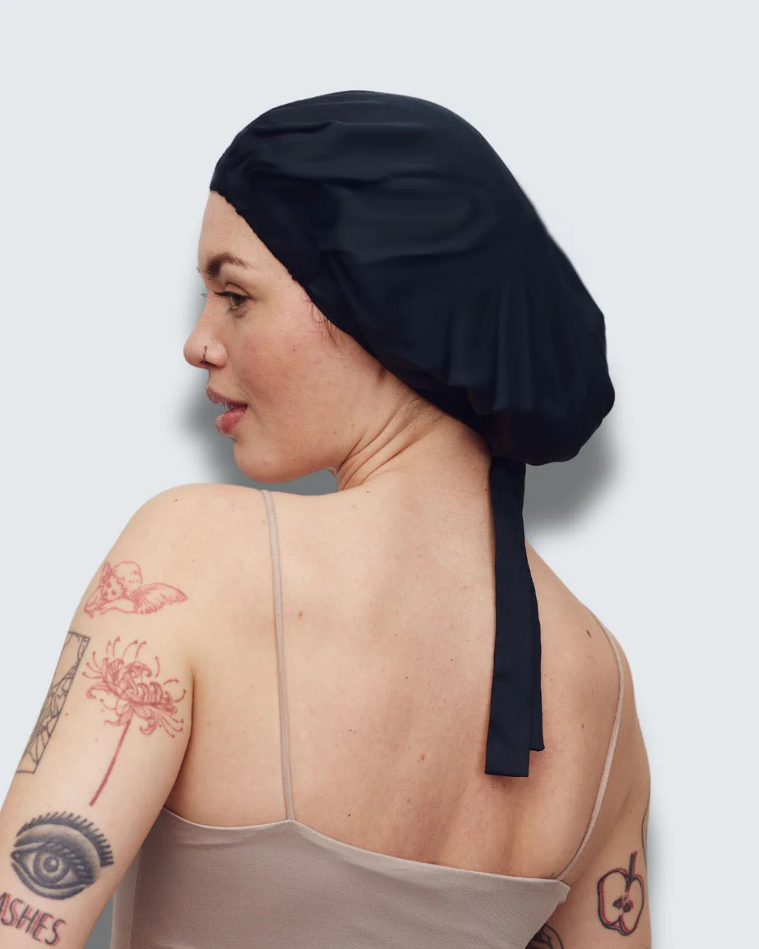 Bamboo Hair Bonnet, Gitzwart - Image 3