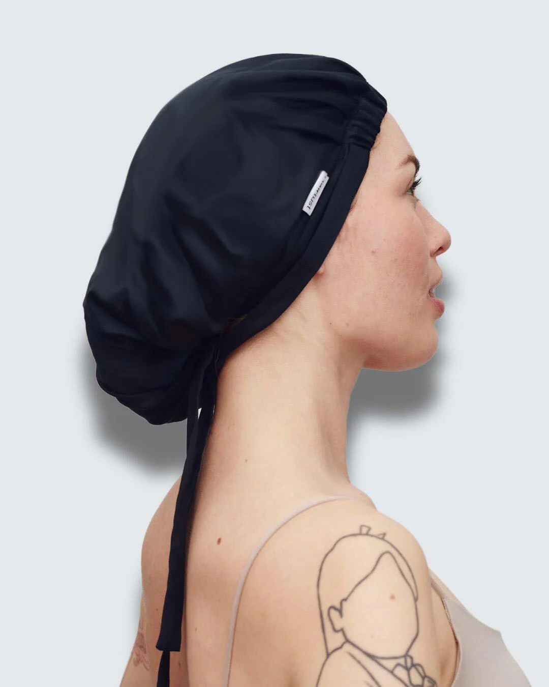 Bamboo Hair Bonnet, Gitzwart - Image 4