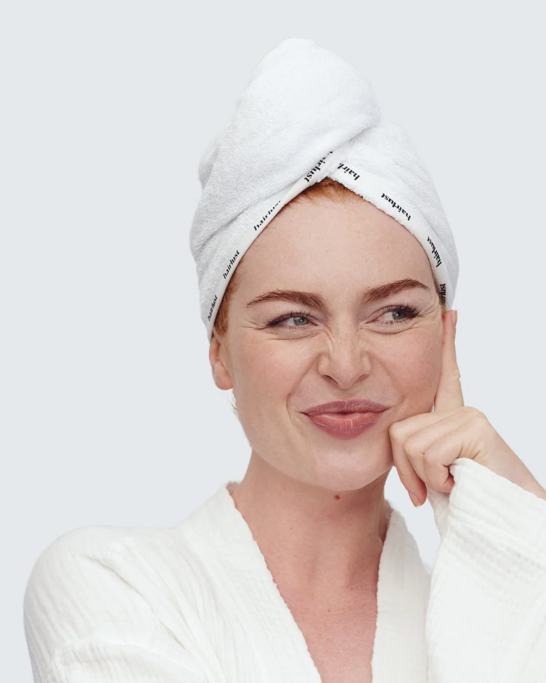 Bamboo Hair Towel Wrap, Wit - Image 7