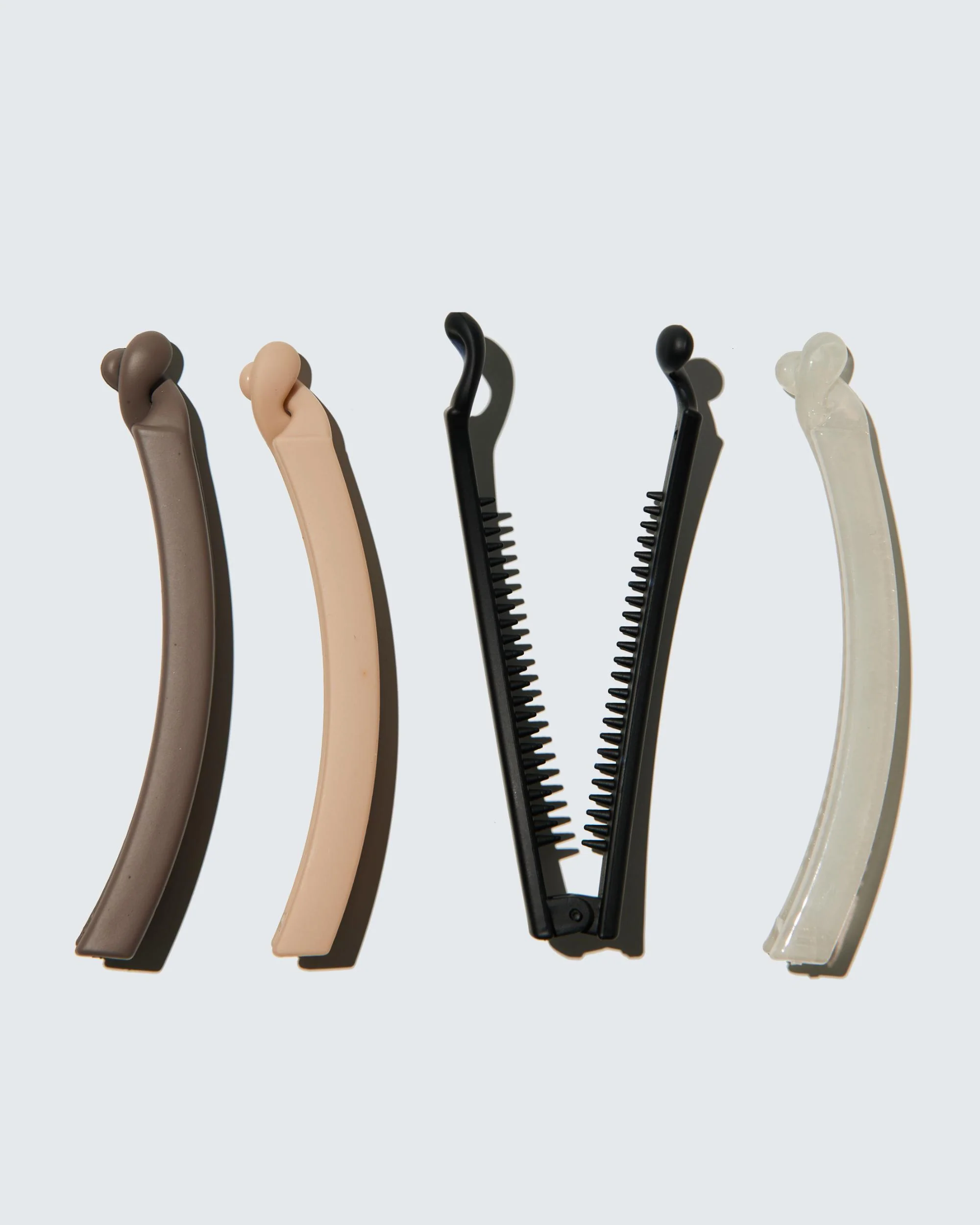 Banana Hair Clips Extra Slim, 4-Pack, Koffie - Image 4