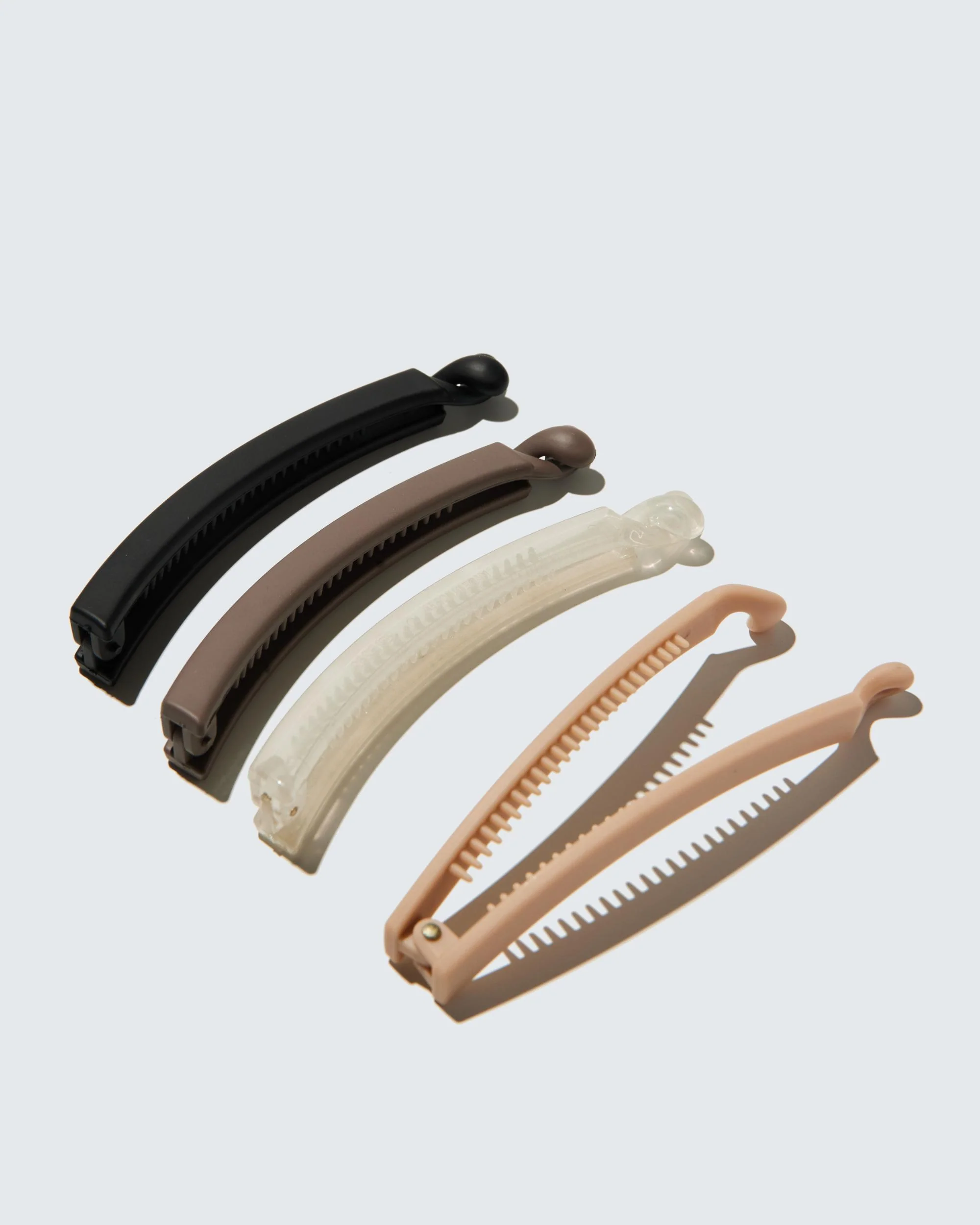 Banana Hair Clips Extra Slim, 4-Pack, Koffie - Image 5