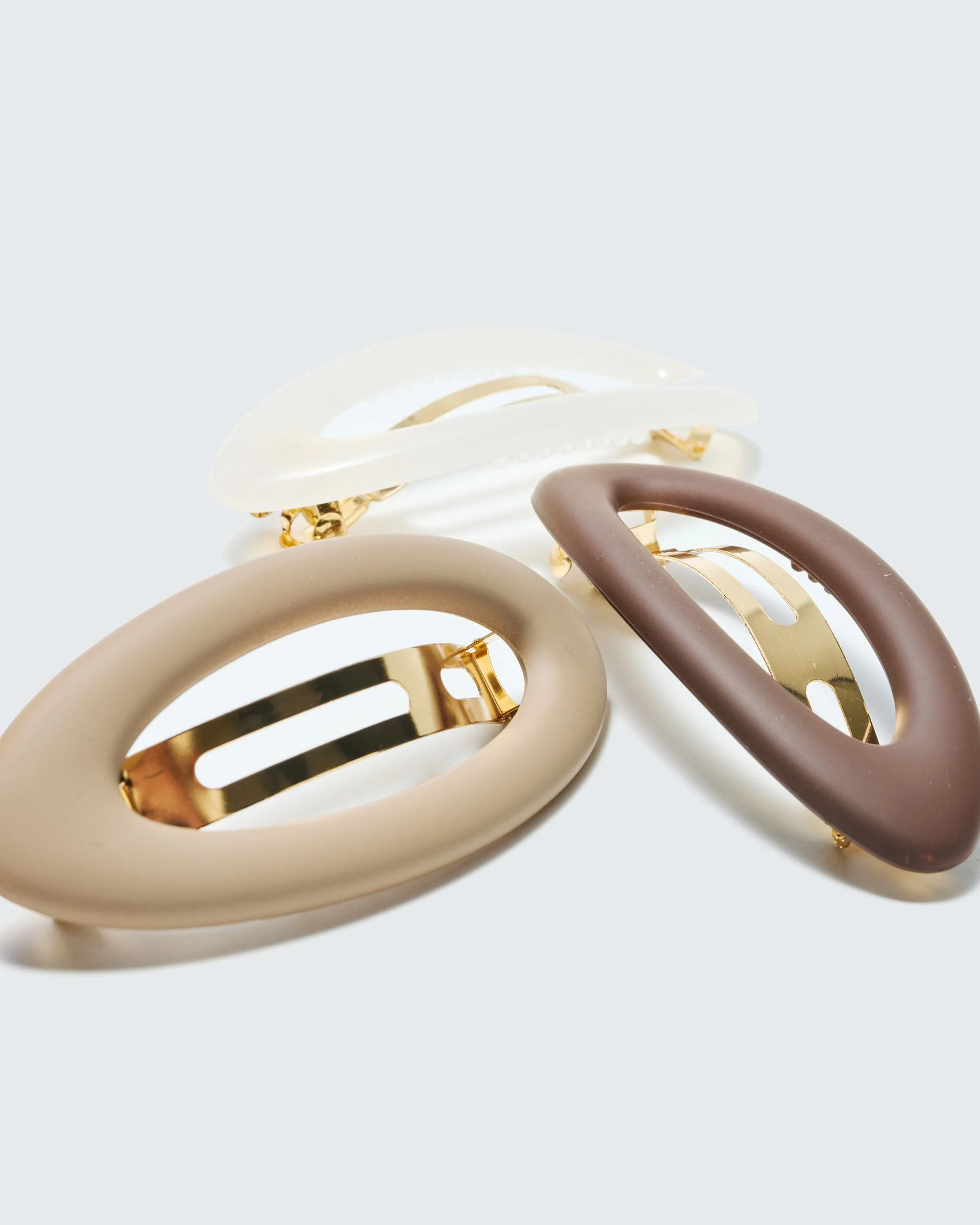 French Barrette Hair Clips, 3-Pack, Koffie - Image 4