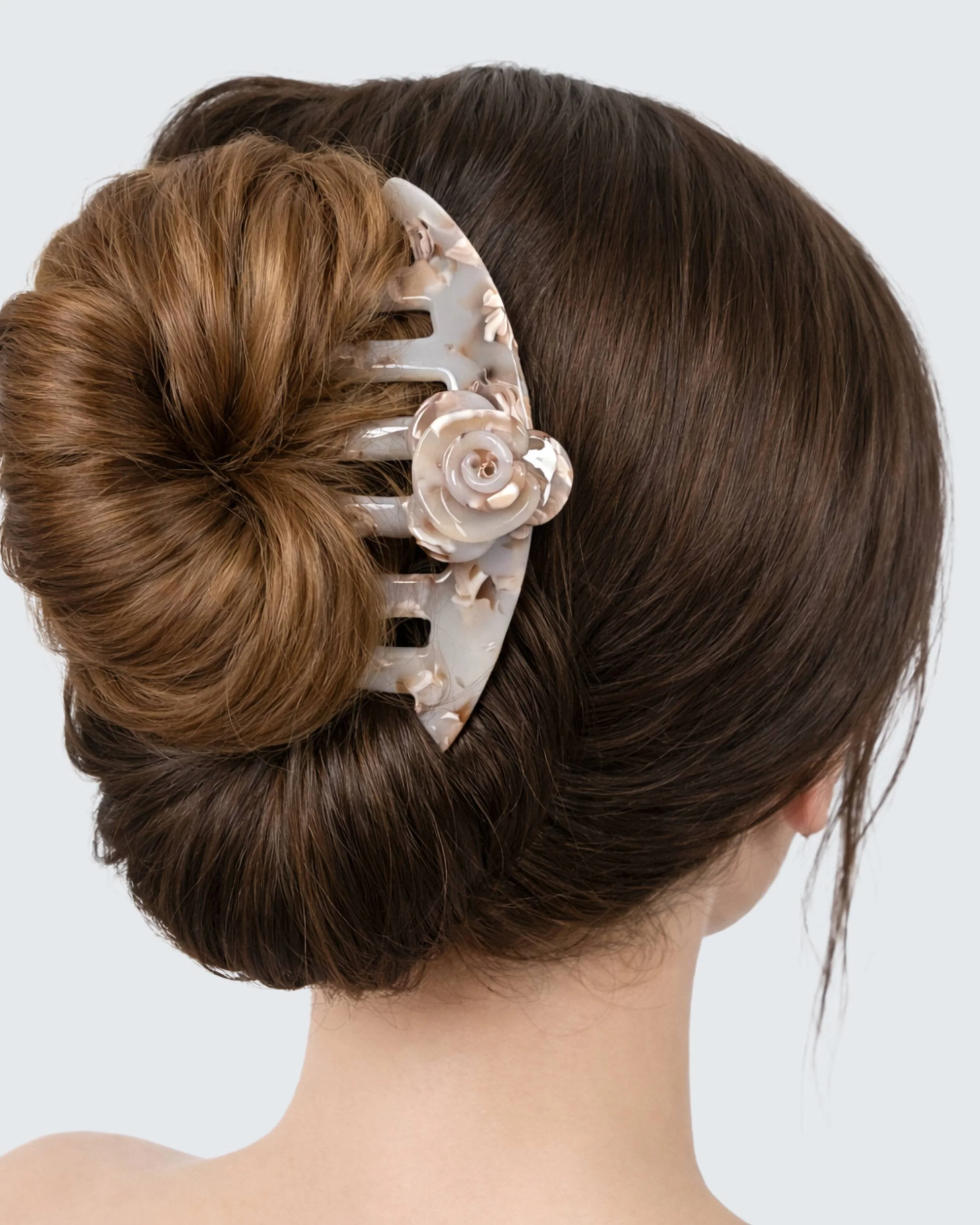French Twist Hair Comb Clip, Beige Shell - Image 3