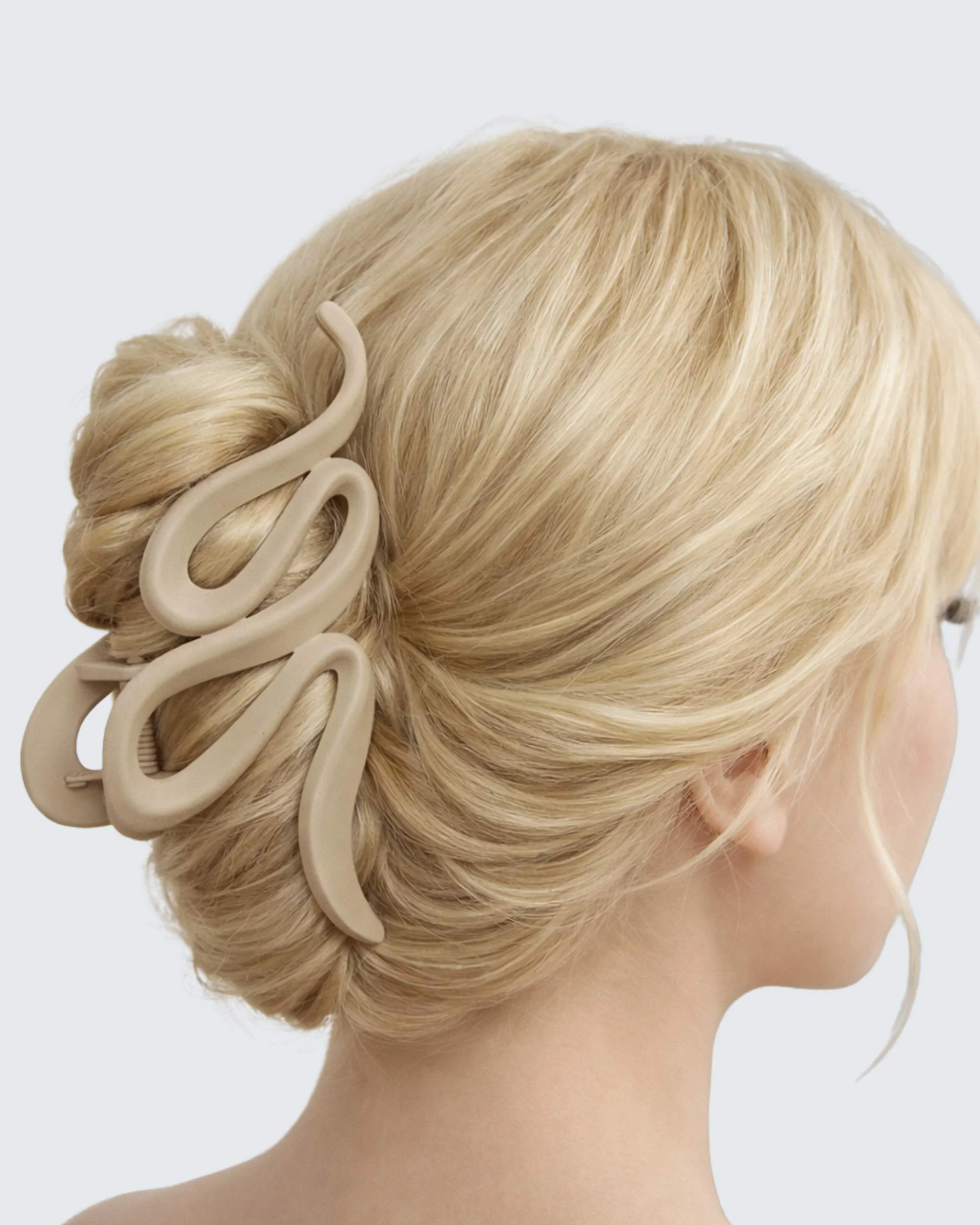 Large Claw Hair Clips, Wave, 2-pack, Zwart/Beige - Image 3