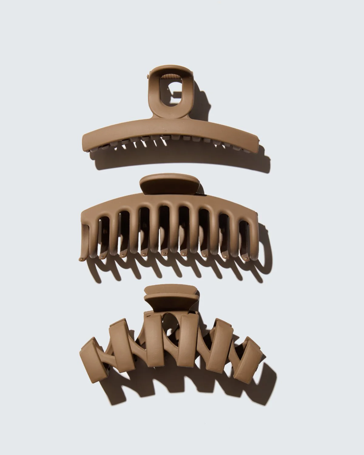 Medium Claw Hair Clips, 3-Pack, Koffie - Image 4