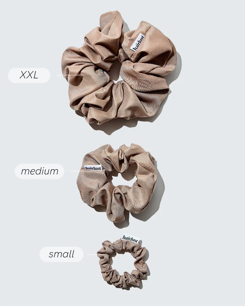 Satin Silk Scrunchies, Medium, 3-Pack, Koffie - Image 5