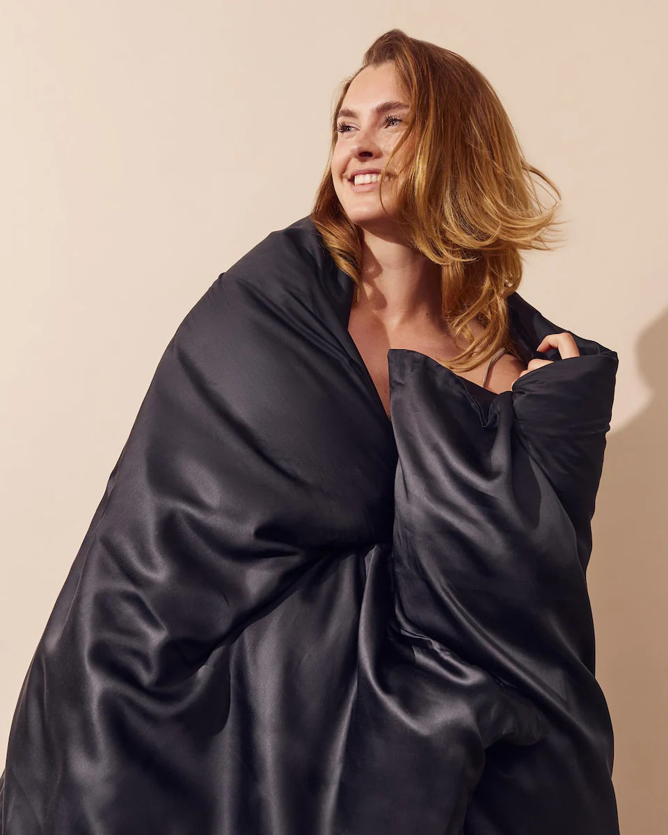 Silky Bamboo Duvet Cover, Gitzwart - Image 3