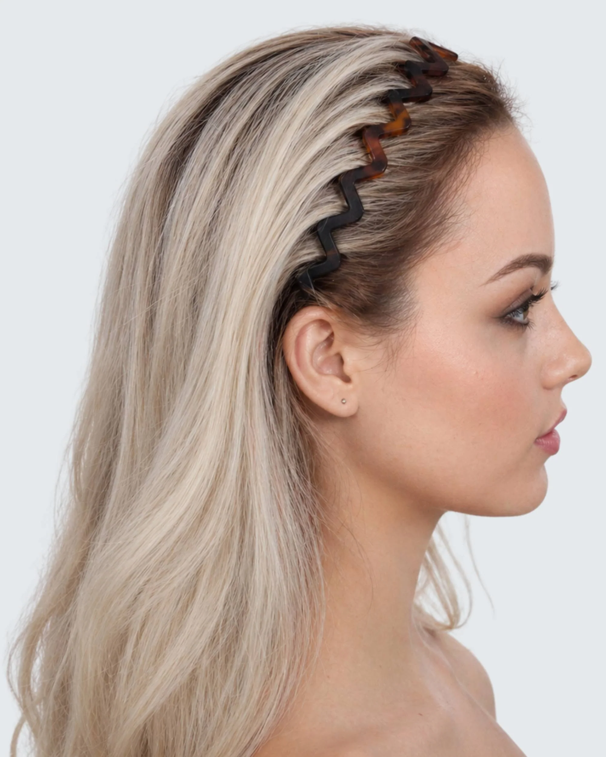 Slim Zig Zag Headband with Teeth, 2-Pack, Amber/Zwart - Image 2