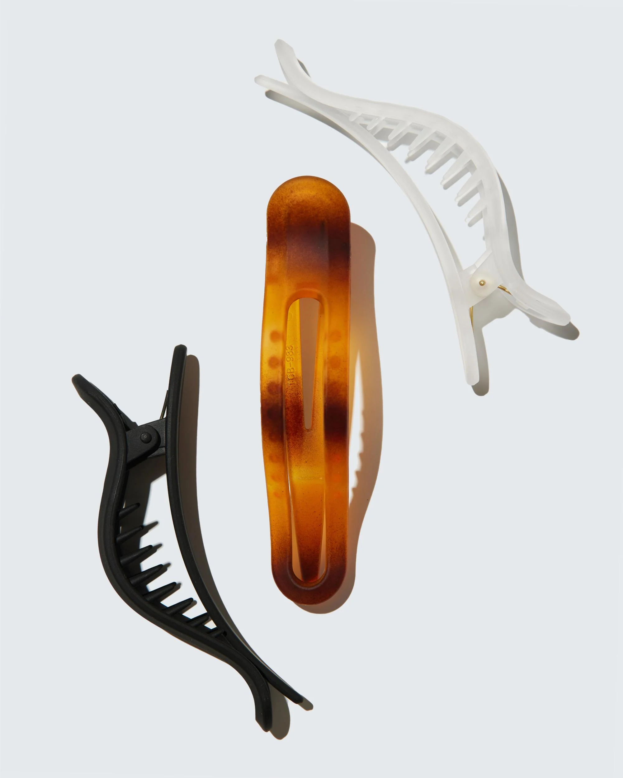 Small Flat Claw Hair Clips, 3-Pack, Amber/Zwart/Ivoor - Image 4