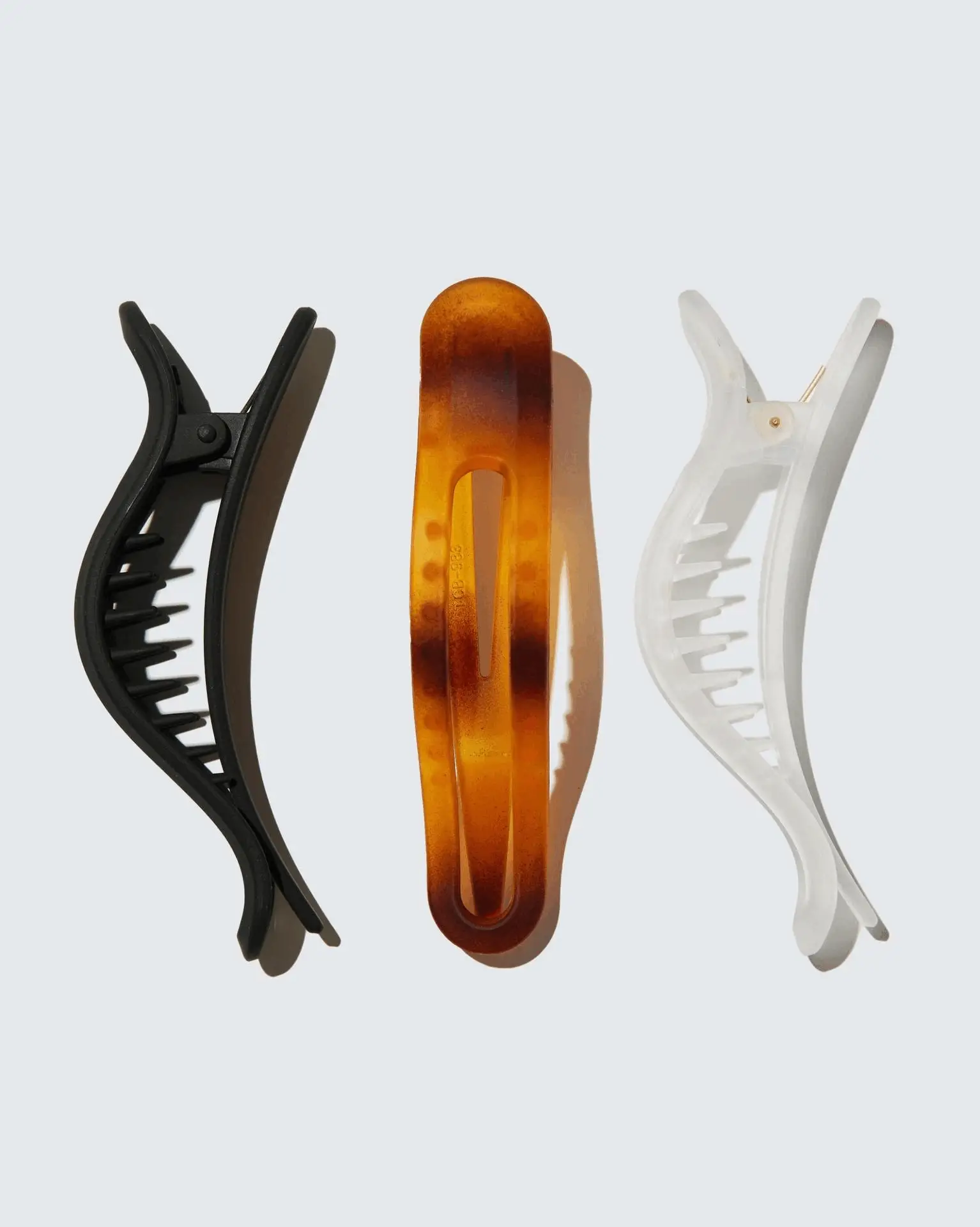 Small Flat Claw Hair Clips, 3-Pack, Amber/Zwart/Ivoor - Image 5