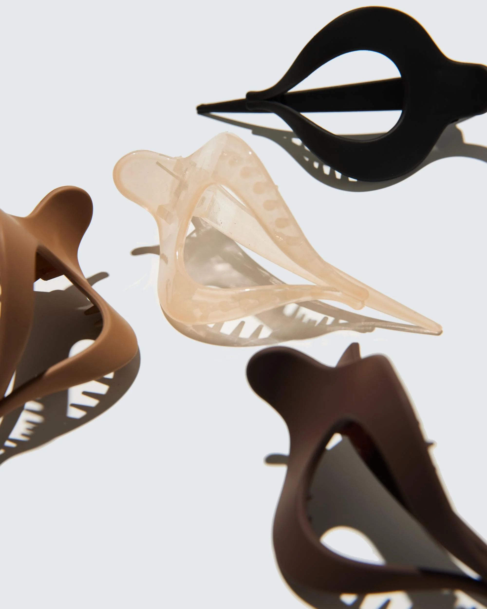 Small Flat Claw Hair Clips, Droplet, 4-Pack, Koffie - Image 3