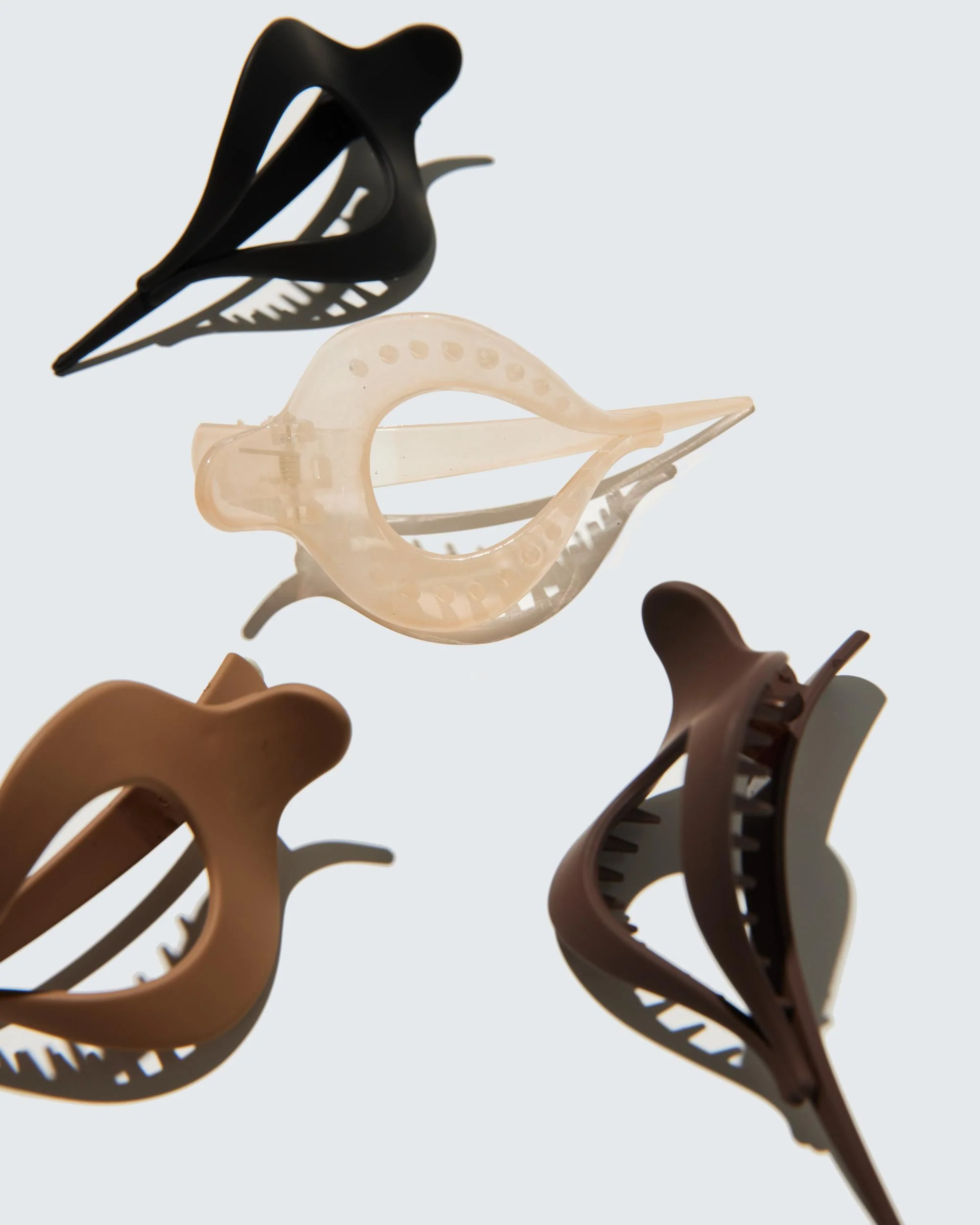 Small Flat Claw Hair Clips, Droplet, 4-Pack, Koffie - Image 4