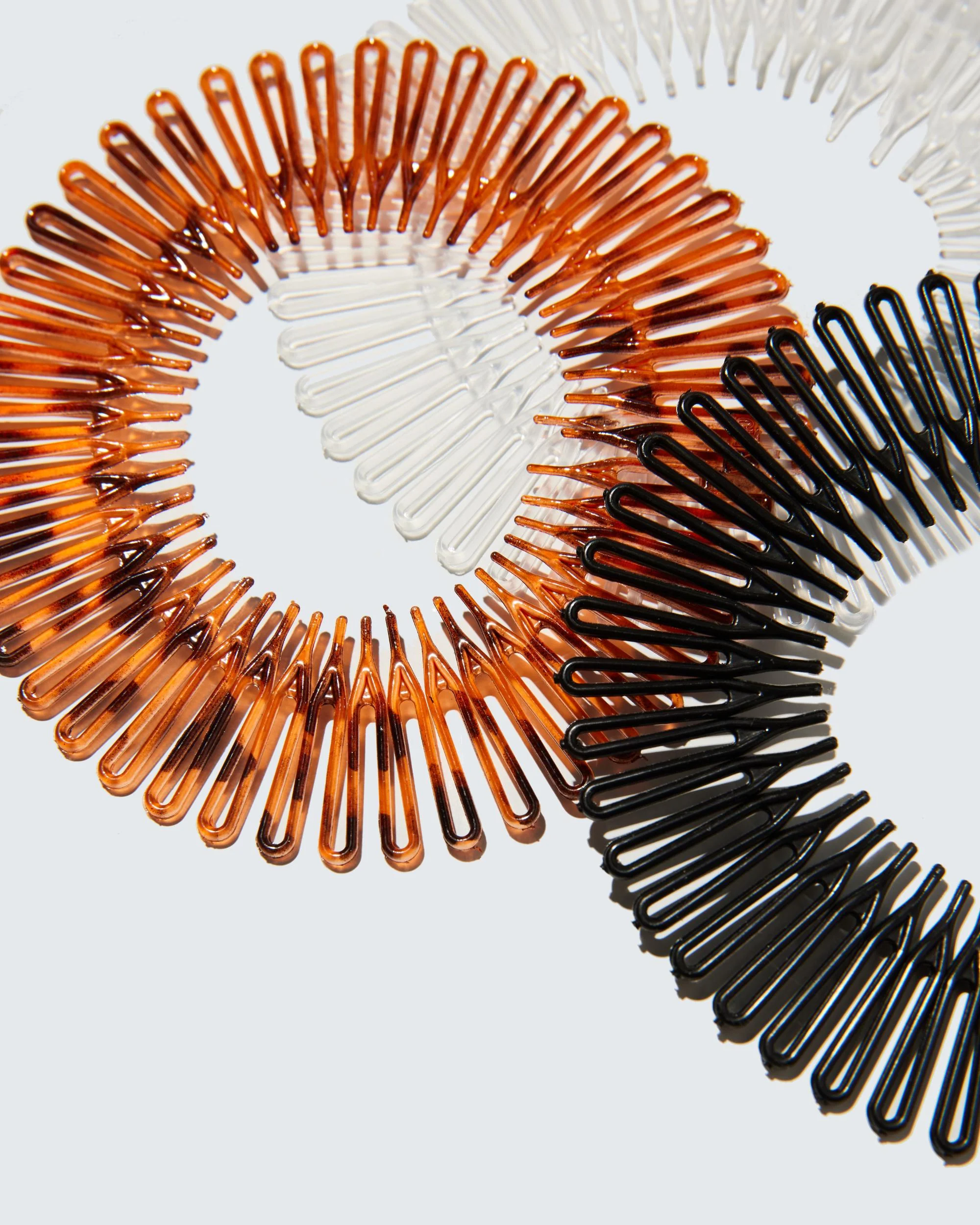 Stretchy Comb Headband with Teeth, 3-Pack, Helder/Zwart/Amber