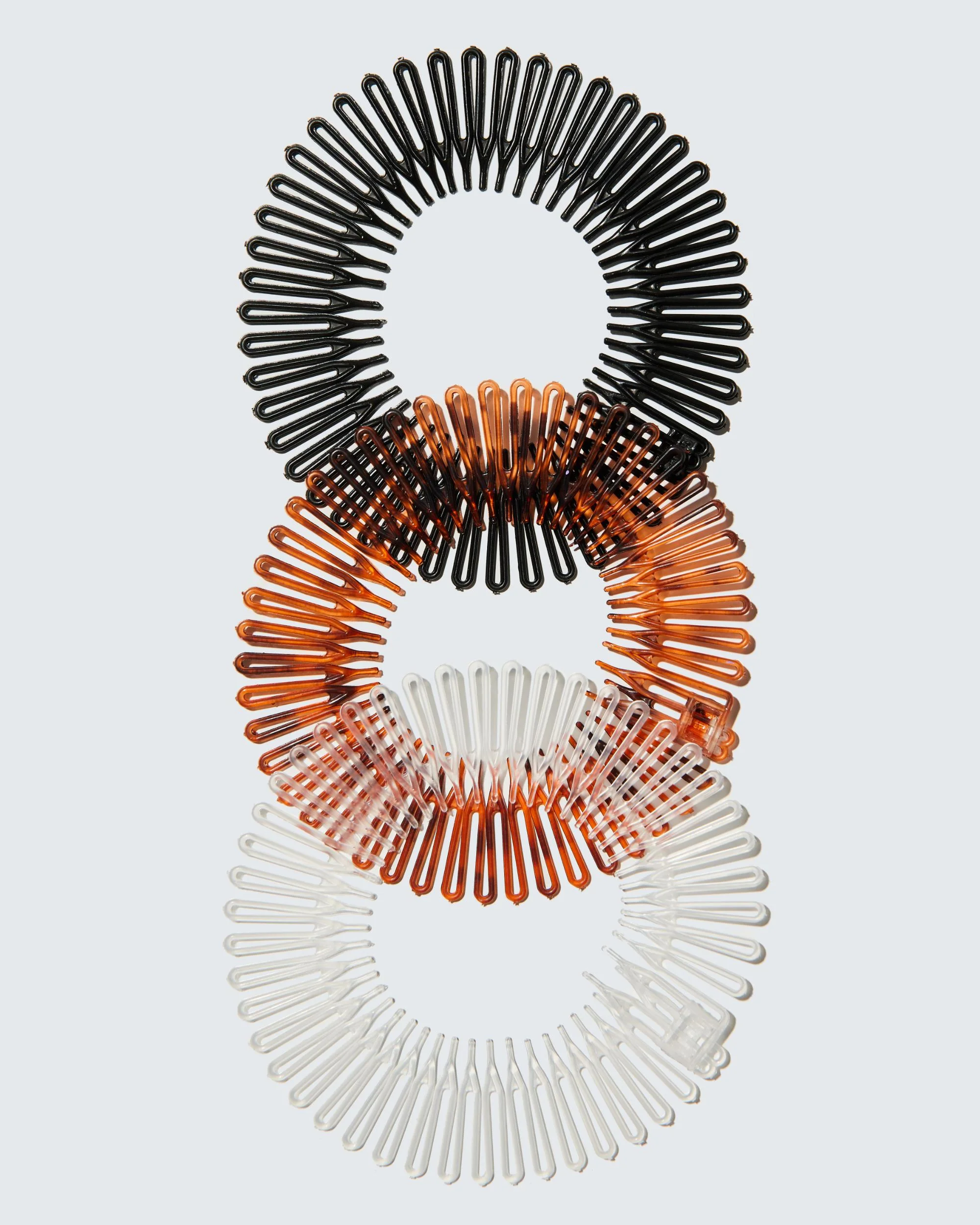 Stretchy Comb Headband with Teeth, 3-Pack, Helder/Zwart/Amber - Image 5