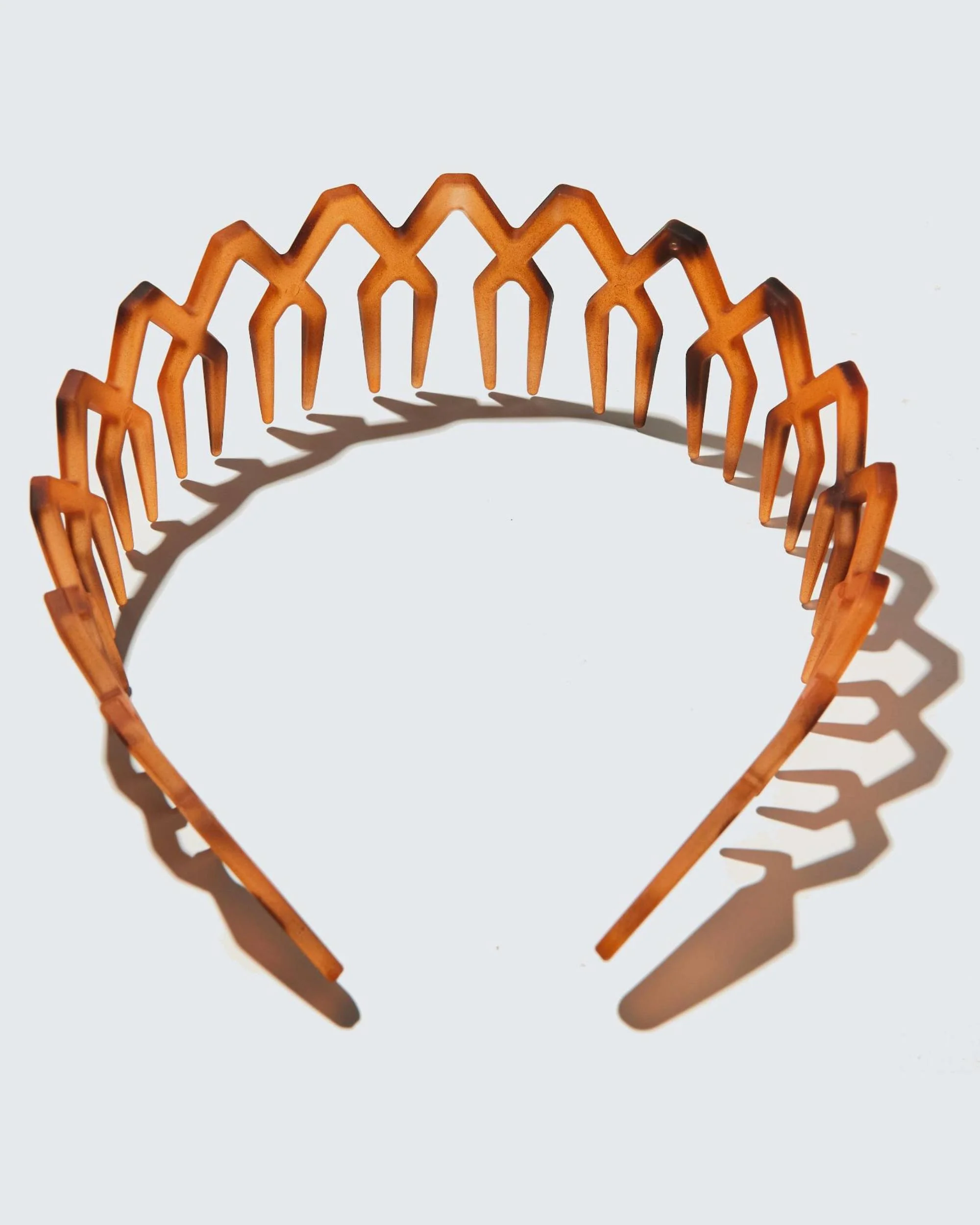 Wide Zig Zag Headband with Teeth, Marbled Amber - Image 3