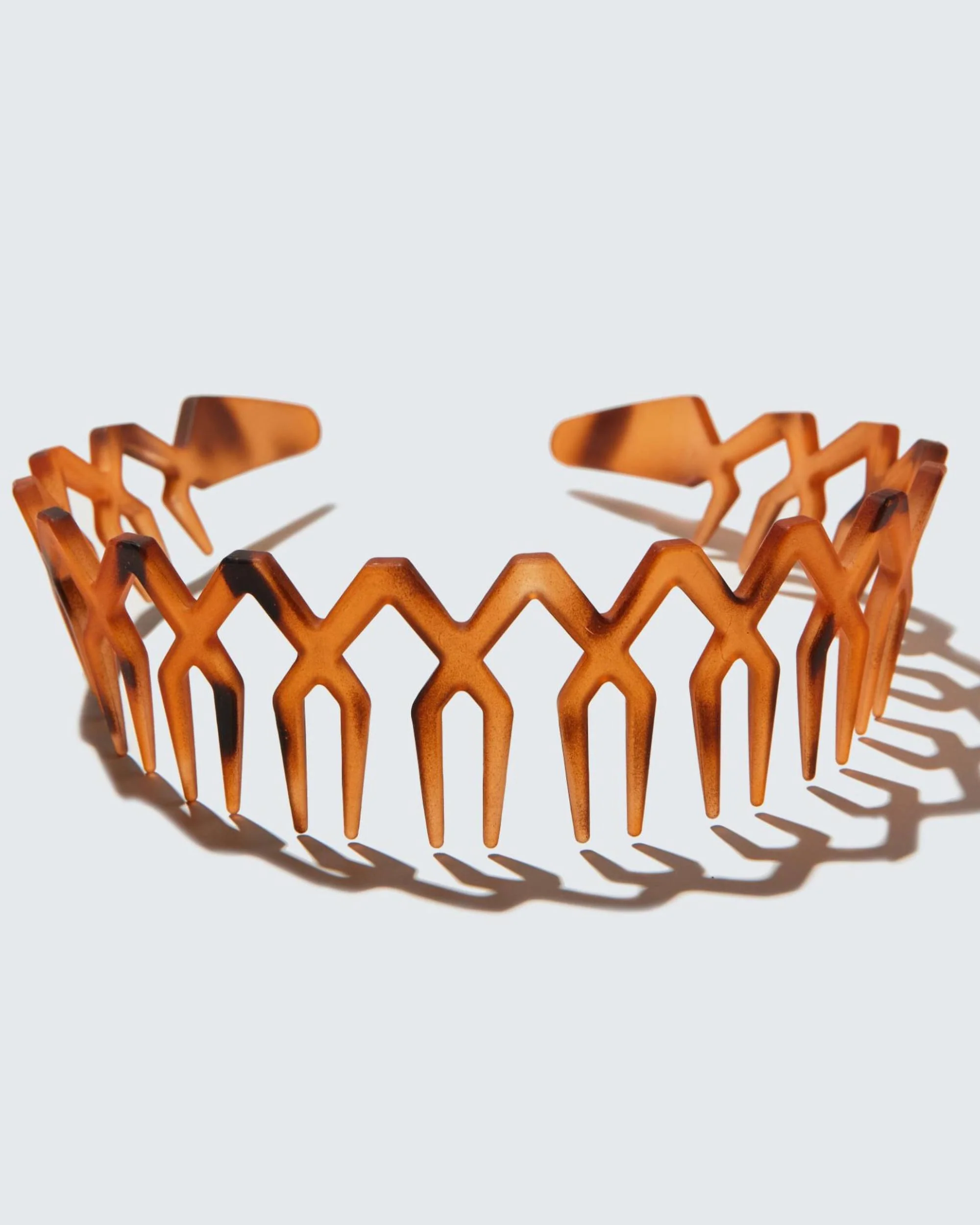 Wide Zig Zag Headband with Teeth, Marbled Amber - Image 4